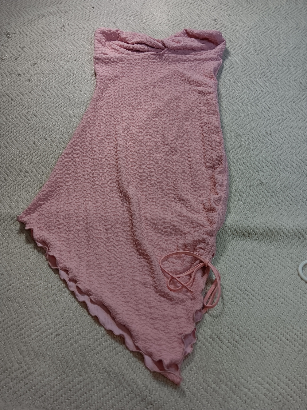 NWT SHEIN Pale Pink Strapless Textured Bandeau Dress with Side Tie